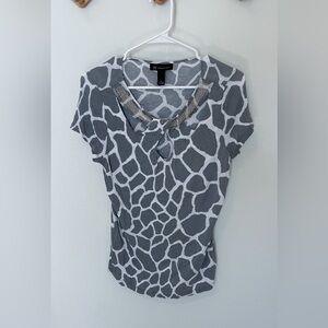 INC | Women’s Beaded Animal Print Top w/Keyhole Detail